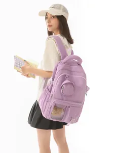 Stylish Korean style purple padded backpack for students and casual commuting use