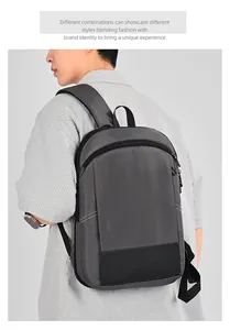 Grijze waterdichte nylon laptoprugzak voor zakelijk gebruik en woon-werkverkeer