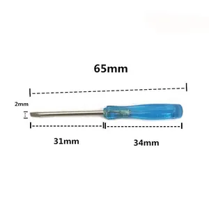 Precisie mini platte schroevendraaier met blauwe handgreep, 65 mm totale lengte