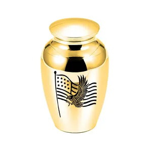 American Flag Eagle Aluminum Alloy Cremation Urn Honor Memorial Jar For Human Pet Ashes Keepsake Funeral Urn Jar Memorial Jar