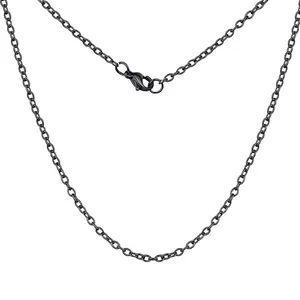 Collier chaîne maille forçat en acier inoxydable noir avec fermoir mousqueton robuste