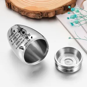 Small engraved aluminum memorial urn for ashes and hair with floral pattern engraving