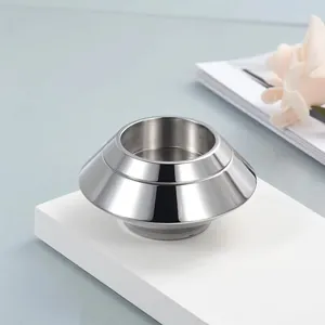 Minimalist silver stainless steel mini cremation urn and candle holder for memorial
