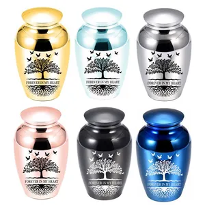Pet Cremation Urn Aluminum Alloy Tree Of Life Forever In My Heart Memorial Keepsake Jar For Dogs Cats Funeral Ash Holder