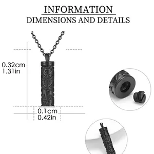 Collier commémoratif cylindrique en tournesol avec bouchon à vis pour cendres