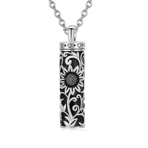 Collier d'urne de crémation cylindrique tournesol pour cendres d'animaux ou cheveux