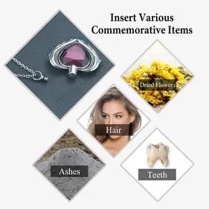 Collana per ceneri a forma di cuore in acciaio inossidabile per animali o persone