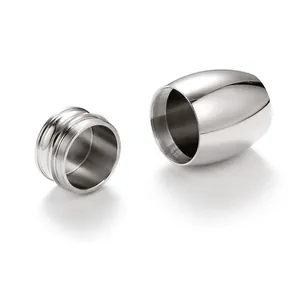 Polished silver aluminum pet memorial urn shown in two separate unscrewed parts