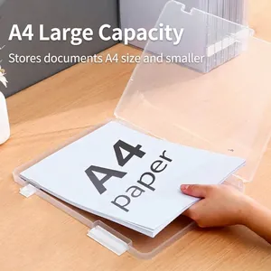 Caja de Almacenamiento de Archivos de Plástico Transparente Organizador de Escritorio para Papelería Certificado Oficina