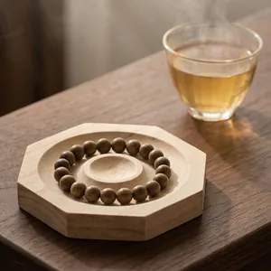 Handcrafted octagonal wooden jewelry display tray for bracelets and beads