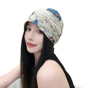 Bonnet slouchy à motifs vintage pour femmes style wasteland, idéal pour un look tendance.