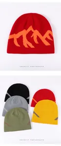 Stylish multi-color winter knit beanies featuring a mountain jacquard pattern for women