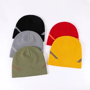 2026 Autumn Winter knit beanie with jacquard mountain pattern in multi-color options.