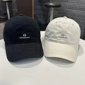 Cappellino da baseball minimalista con ricamo numero 8 per protezione solare e stile casual