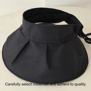 Stylish black foldable wide brim sun visor hat providing excellent outdoor UV protection.