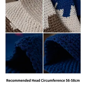 Handmade knitted bucket hat for women with detailed texture, fits head size 56-58cm