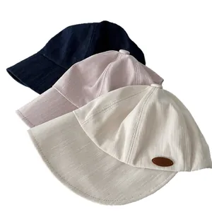 Casquettes de baseball élégantes en velours côtelé pour enfants, bleu marine, rose et blanc cassé