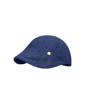 Casquette plate en denim bleu classique pour femmes avec texture à chevrons vintage