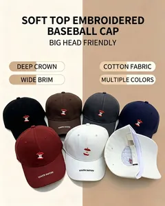 Detailed view of various colored baseball caps with high-quality apple core embroidery.