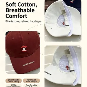 Cotton baseball cap with cute apple embroidery, soft top and breathable mesh lining