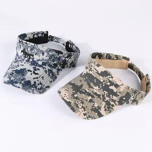 Digital Camouflage Polyester Sun Visor Hat Adjustable Outdoor Sport Beach UV Protection Empty Top Visor Hat For Women Men