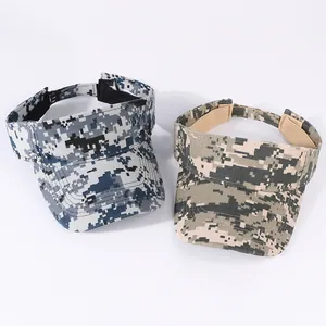Outdoor digital camouflage polyester sun visors with adjustable empty top design