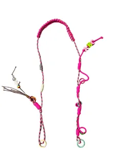 Multifunctional pink woven crossbody strap with ABC letter beads for phone or bag