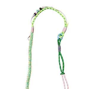 Adjustable colorful braided crossbody phone strap with letter beads and blue carabiner loop