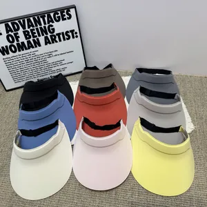 Sommer Sonnenvisier Hut Für Damen Atmungsaktiv UV Schutz Leerer Zylinder Hut Minimalistisch Verstellbar Faltbar Gerippter Stoff Visier Hut Outdoor