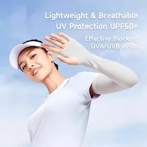 Manguitos largos de protección solar de seda de hielo UPF 50+ para mujer, conducir y ciclismo