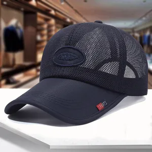 Berretto da baseball estivo traspirante in rete blu scuro con corona alta per taglie grandi