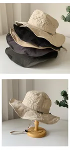 Detailed view of breathable quick-dry outdoor sun hats in multiple neutral colors