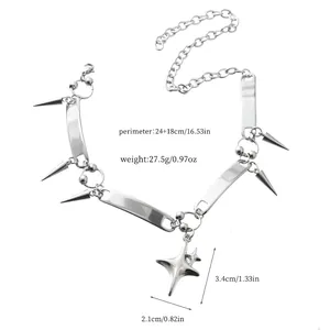 Detailed size and weight parameters of the punk stainless steel star spike necklace