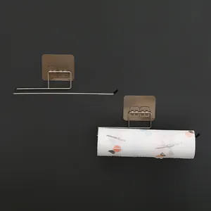 Soporte de pared de acero inoxidable para papel de cocina y paños con fuerte adhesivo