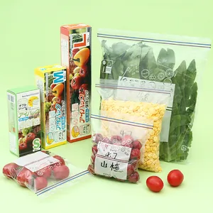 Thickened PE Food Sealing Bags Reusable Ziplock Fridge Storage Bags With Date Label Area For Kitchen Fresh Keeping Organizing