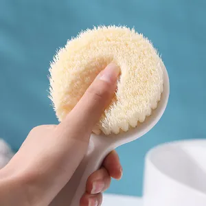 Soft bristle bath brush with long handle for back scrubbing and gentle exfoliating