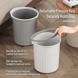 Cubo de basura moderno de gran capacidad con anillo de presión para oficina