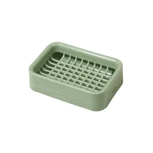 Double-layer green drainage soap dish for bathroom organization and storage