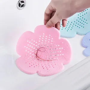 Durable flower-shaped silicone hair catcher drain cover for bathroom and kitchen sinks