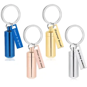 Stainless Steel Cremation Urn Keychain For Ashes Openable Cylinder Perfume Bottle Memorial Jewelry Keepsake For Women Men