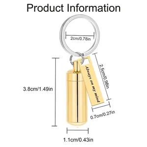 Detailed dimensions diagram of the stainless steel cylindrical memorial urn keychain