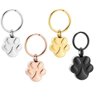 Roestvrijstalen Huisdier Crematie Urn Sleutelhanger Voor As Pootafdruk Herdenkingshanger Hond Kat Voetafdruk Souvenir Sieraden