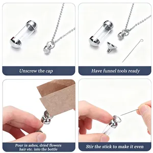 Step-by-step guide for filling the memorial capsule pendant with ashes or hair.