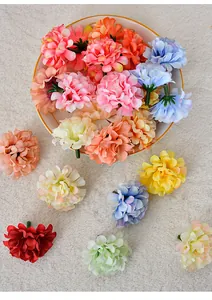 Assorted colorful artificial silk chrysanthemum flower heads for bouquet and DIY crafts