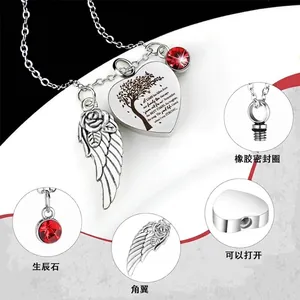 Detalle del collar para cenizas con junta de goma y piedra de nacimiento roja