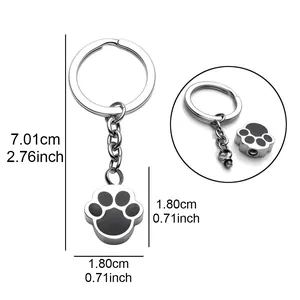 Tabella taglie portachiavi urna zampa animale in acciaio inox, lunghezza 7,01 cm
