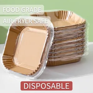 50Pcs Papier Friteuse À Air Carré Jetable Antiadhésif Papier Huilé De Silicone Qualité Alimentaire Papier Cuisson Pour Four
