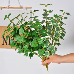 Noords Kunstmatige Begonia Zoete Aardappel Eucalyptus Bladeren 7 Vorken Zijde Plastic Groene Planten Voor Thuis Bruiloft Decoratie