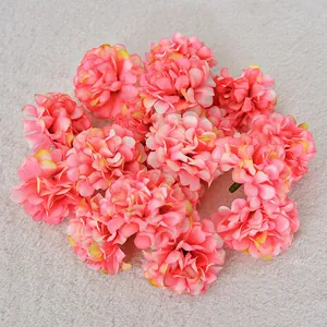 Realistic multilayer pink silk chrysanthemum flower heads for DIY wedding bouquets
