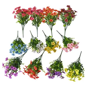 Buntes Set aus künstlichen Blumensträußen mit 7 Gabeln für die Garten- und Hausdekoration